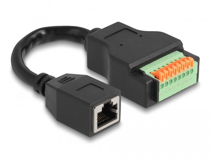 Delock RJ45-Kabel Cat.5e-Buchse auf Klemmenblockadapter mit Druckknopf 1 - Delock