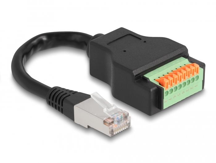Delock RJ45-Kabel Cat.5e-Stecker auf Anschlussklemmblockadapter mit Druckknopf - Delock