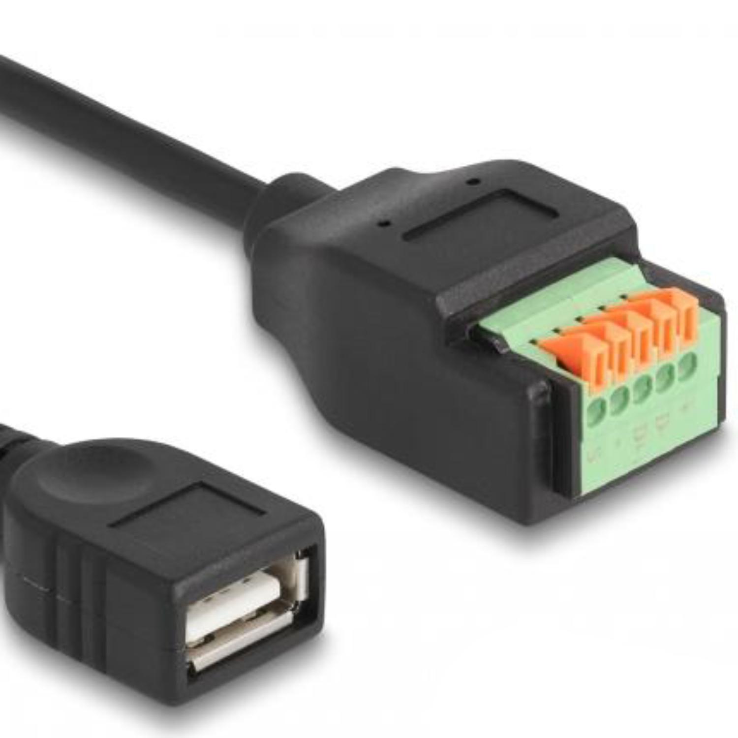 Delock USB 2.0-Kabel Typ A Buchse auf Anschlussklemmblock-Adapter mit Druckknopf - Delock