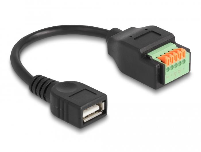 Delock USB 2.0-Kabel Typ A Buchse auf Anschlussklemmblock-Adapter mit Druckknopf - Delock