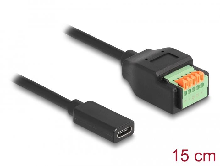 Delock USB 2.0 Kabel USB Typ-C™ Buchse zu Terminalblock