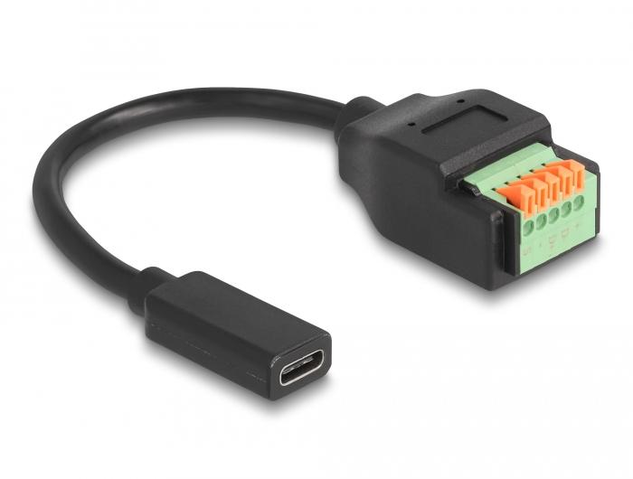 Delock USB 2.0-Kabel USB Type-C™-Buchse auf Klemmenblockadapter mit Beschriftung - Delock