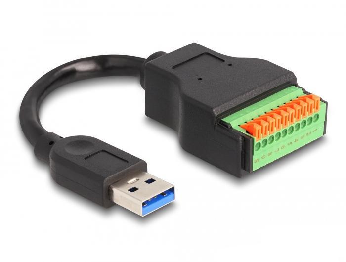Delock USB 3.2 Gen 1 Kabel Typ A Stecker auf Klemmenblockadapter mit Druck - Delock