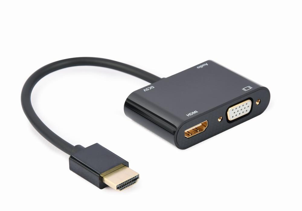 HDMI-Stecker auf HDMI-Buchse + VGA-Buchse + Audio-Adapterkabel, schwarz - Cablexpert