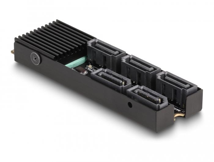 Delock Konverter M.2 2280 Key B+M Stecker zu 5 x SATA mit Kühlkörper - Delock