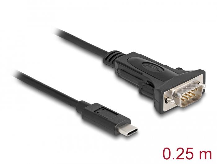 Delock Adapter USB Type-C™ zu 1 x Seriell RS-232 D-Sub 9 Pin Stecker mit