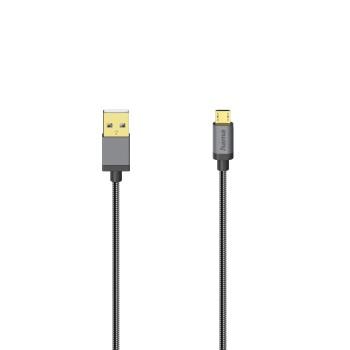 Micro-USB-Kabel, USB 2.0, 480 Mbit/s, Metall, 0,75 m - Hama
