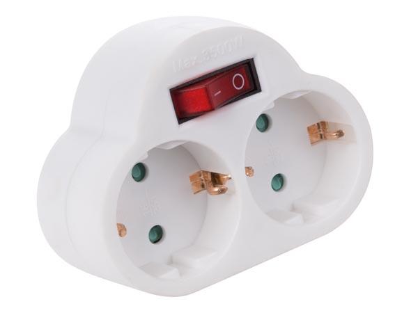 ZWISCHenstecker MIT EIN-/AUS-SCHALTER - 2 STECKDOSEN - ERDUNG - Perel