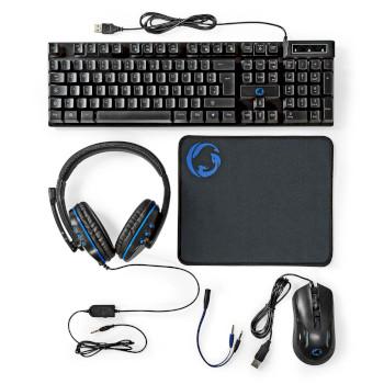 Gaming Combo Kit 5-in-1 Tastatur, Kopfhörer, Maus und Mauspad - Nedis
