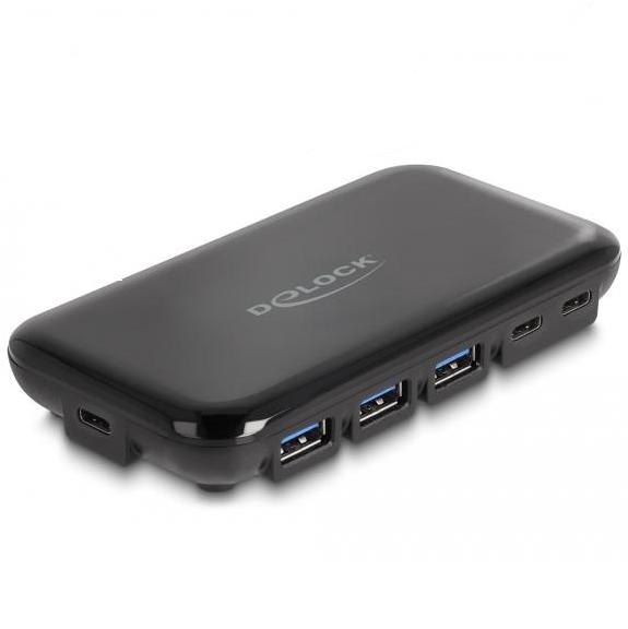 Delock 7 Port USB 3.2 Gen 2 Hub mit 4 USB Typ-A und 3 USB Typ-C™ Ports