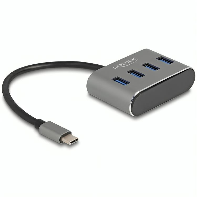 USB C Hub mit 4× USB A Ports in Metallgehäuse