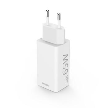 Schnelllader, GaN, 1x USB-C PD, 1x USB-A QC, Mini-Ladegerät, 65 W, weiß - Hama