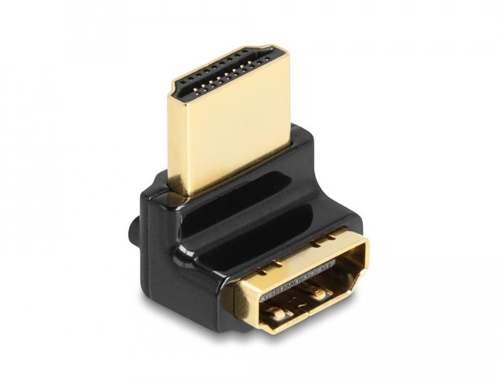 Delock HDMI Adapter Stecker zu Buchse 90 oben gewinkelt 8K 60 Hz Metall