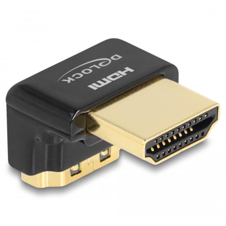 Delock HDMI-Adapter Stecker auf Buchse 90 Winkel 8K 60 Hz Metall