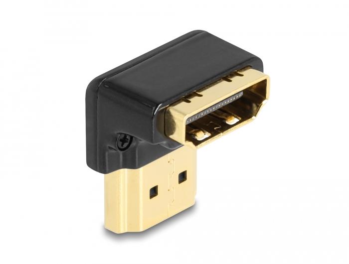 Delock HDMI-Adapter Stecker auf Buchse 90 Winkel 8K 60 Hz Metall