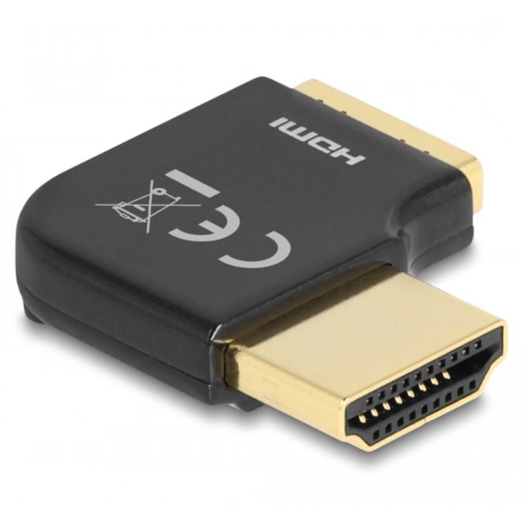 Delock HDMI-Adapter Stecker auf Buchse 90 Winkel 8K 60 Hz Metall