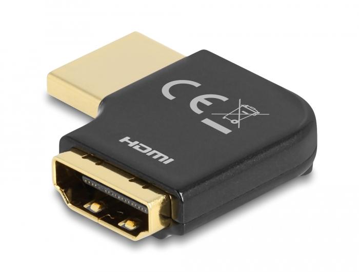 Delock HDMI-Adapter Stecker auf Buchse 90 Winkel 8K 60 Hz Metall