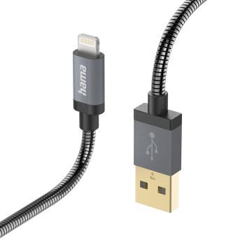 Ladekabel Metal, USB-A - Lightning 1,5 m, Metallgehäuse, Anthrazit - Hama