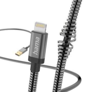 Ladekabel Metal, USB-A - Lightning 1,5 m, Metallgehäuse, Anthrazit - Hama