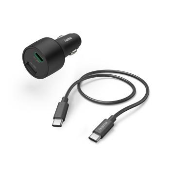Auto-Ladegerät, 1x USB-C, 1x USB-A, PD/QC, Lade-Set, 32 Watt, schwarz - Hama