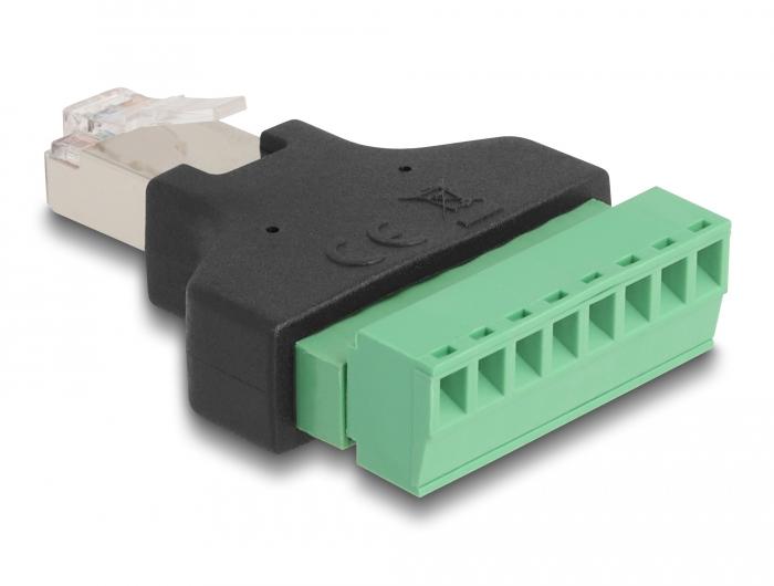 Delock Adapter RJ45 Stecker > Anschlussblock 8 Pin 2-teilig 3,81 mm