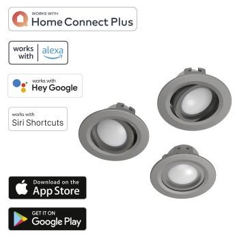 Wifi-LED-Einbauleuchte, 5W, per Sprache/App steuerbar, verstellbar, 3, sa.-Nickel - Hama