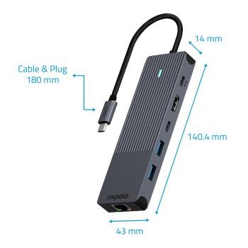 USB-C Multiport Adapter, 6-in-1, grau - Rapoo