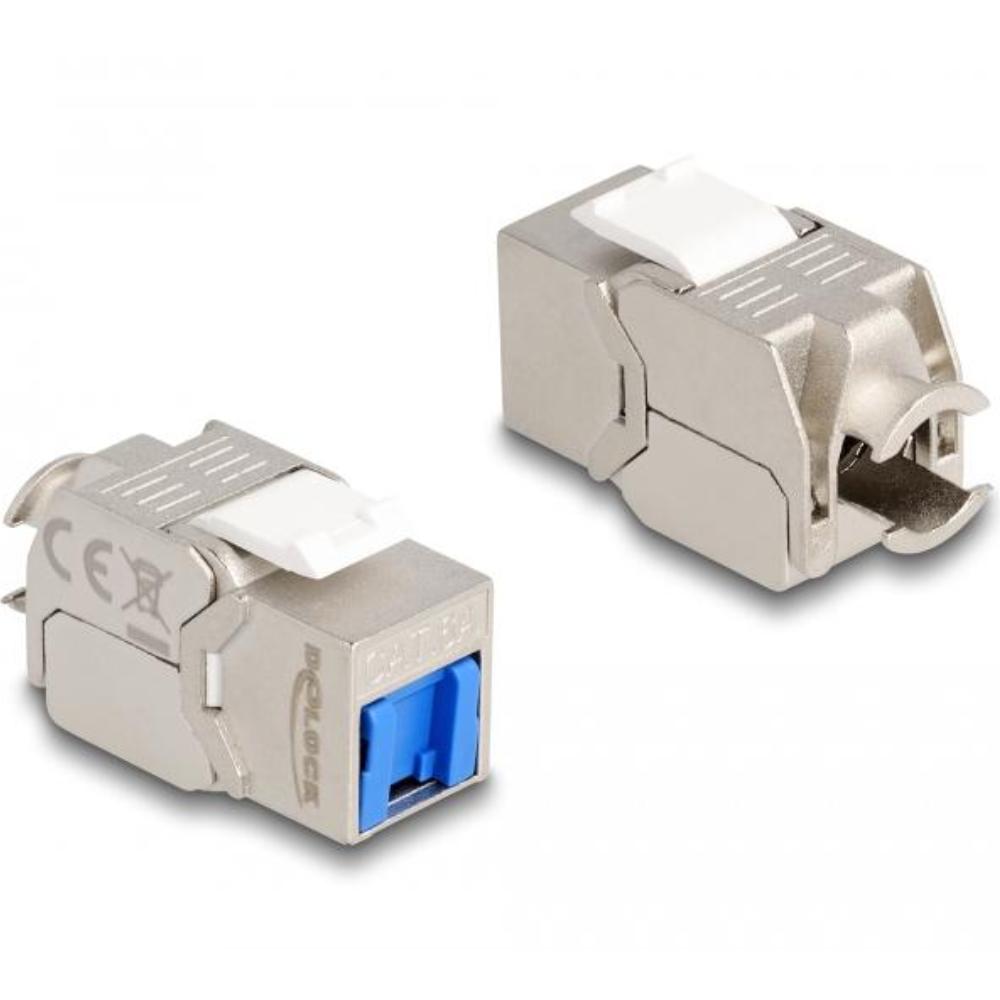 Delock Keystone Modul RJ45 Buchse zu LSA Cat.6A werkzeugfrei mit blauer St - Delock