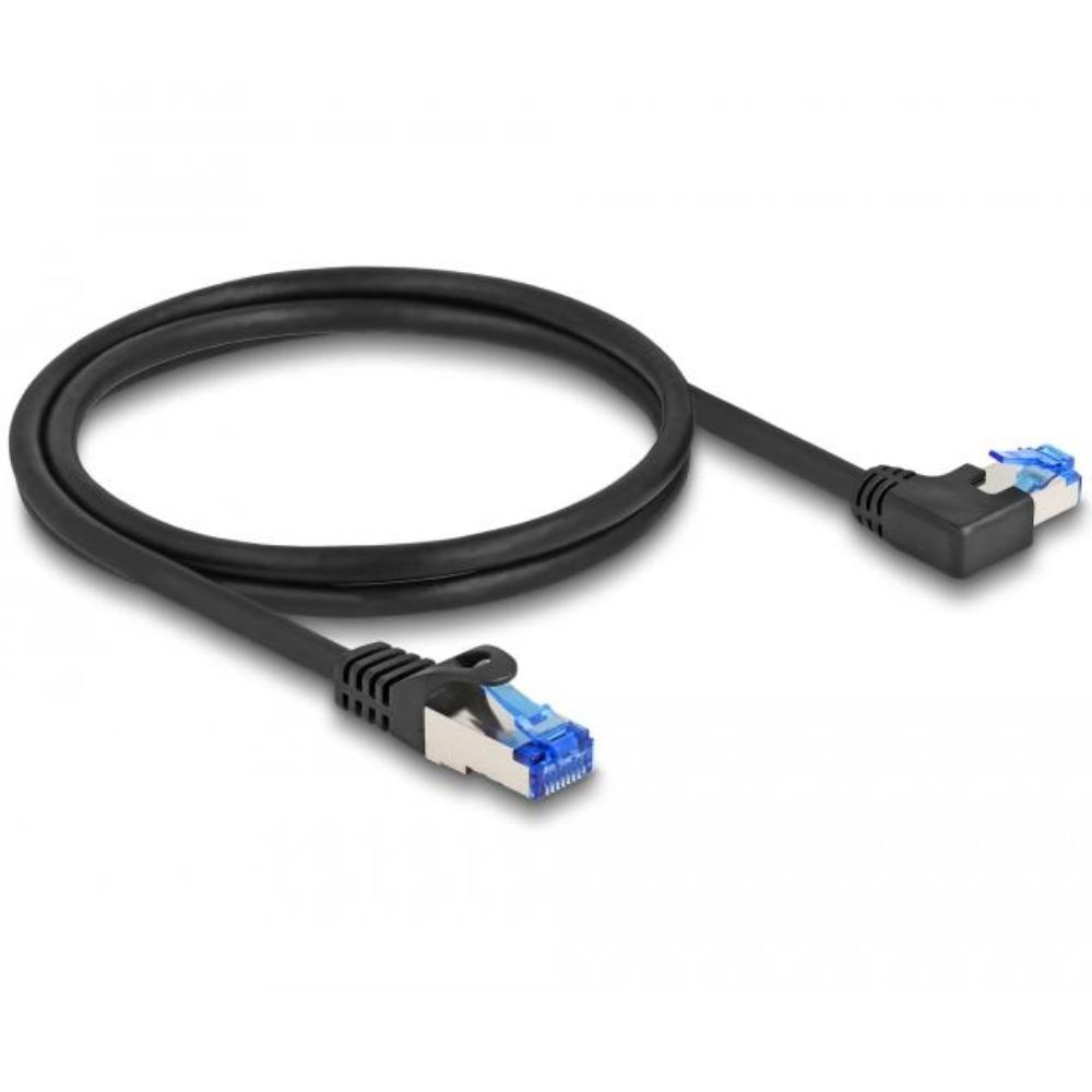 Delock RJ45 Netzwerkkabel Cat.6A S/FTP gerade / links gewinkelt 1 m schwarz