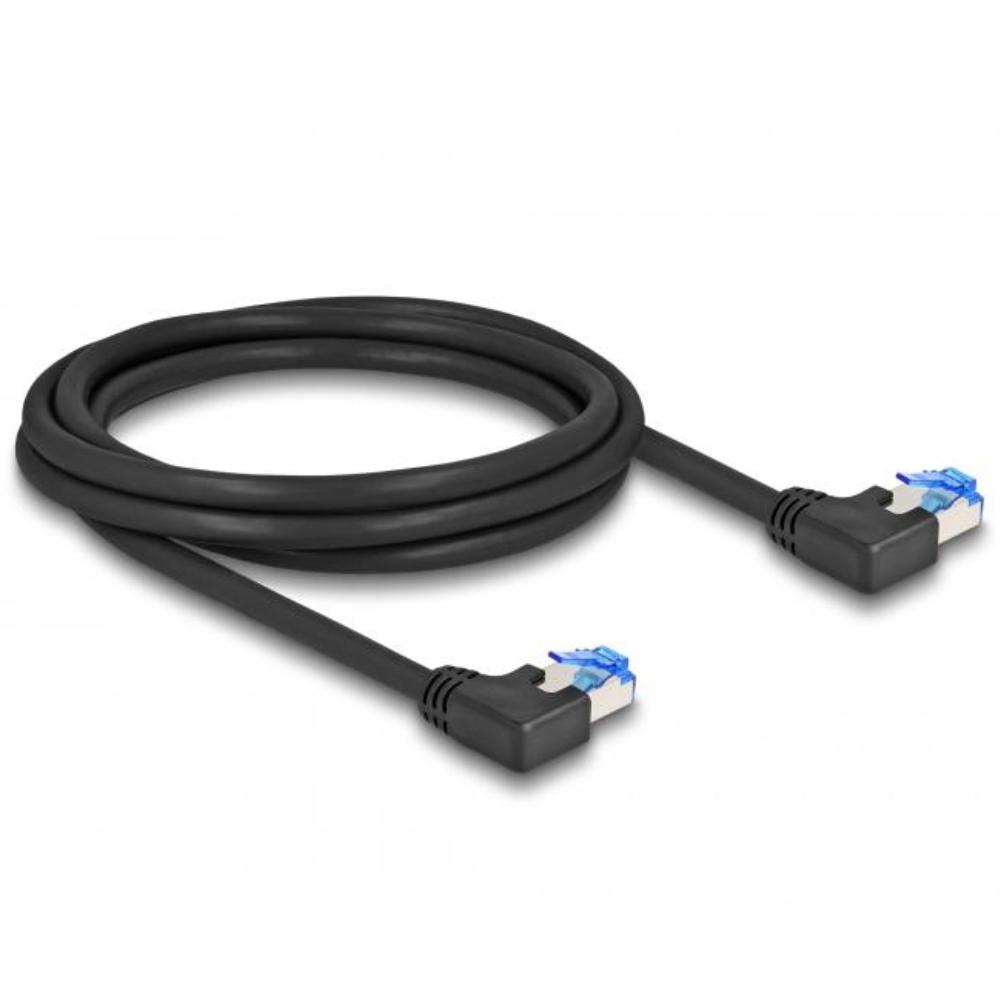 Delock RJ45 Netzwerkkabel Cat.6A S/FTP links gewinkelt 2 m schwarz