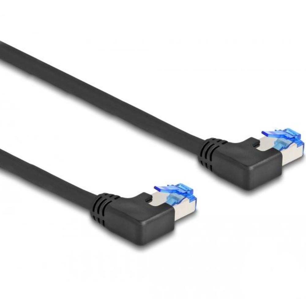 Delock RJ45 Netzwerkkabel Cat.6A S/FTP links gewinkelt 3 m schwarz