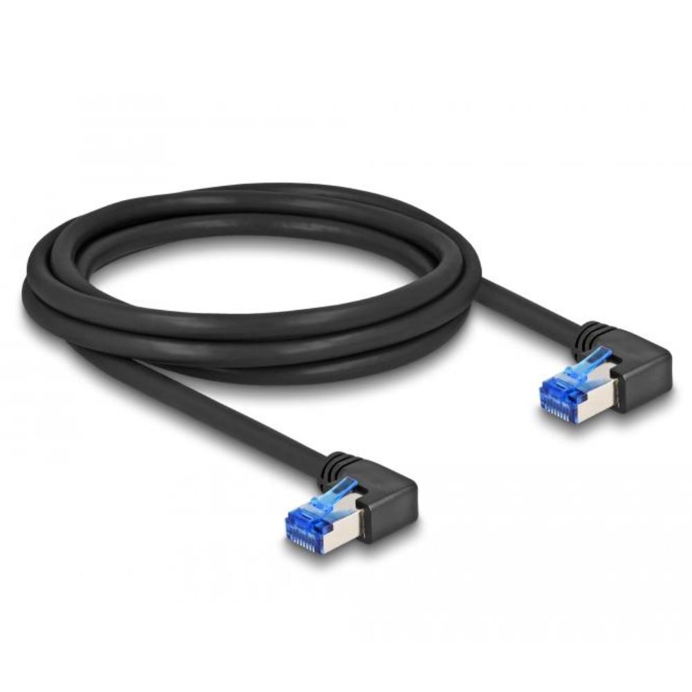 Delock RJ45 Netzwerkkabel Cat.6A S/FTP rechts gewinkelt 2 m schwarz