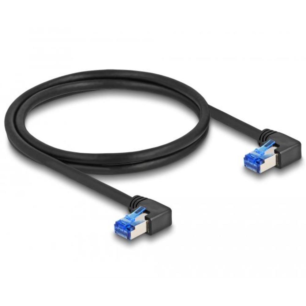 Delock RJ45 Netzwerkkabel Cat.6A S/FTP rechts gewinkelt 1 m schwarz