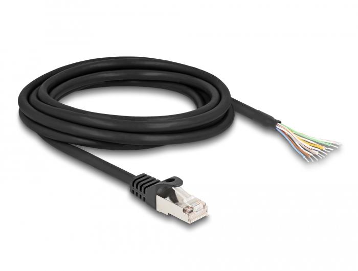 Delock Kabel RJ50 Stecker zu offenen Kabelenden S/FTP 3 m schwarz