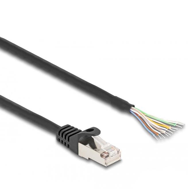 Delock Kabel RJ50 Stecker zu offenen Kabelenden S/FTP 0,25 m schwarz