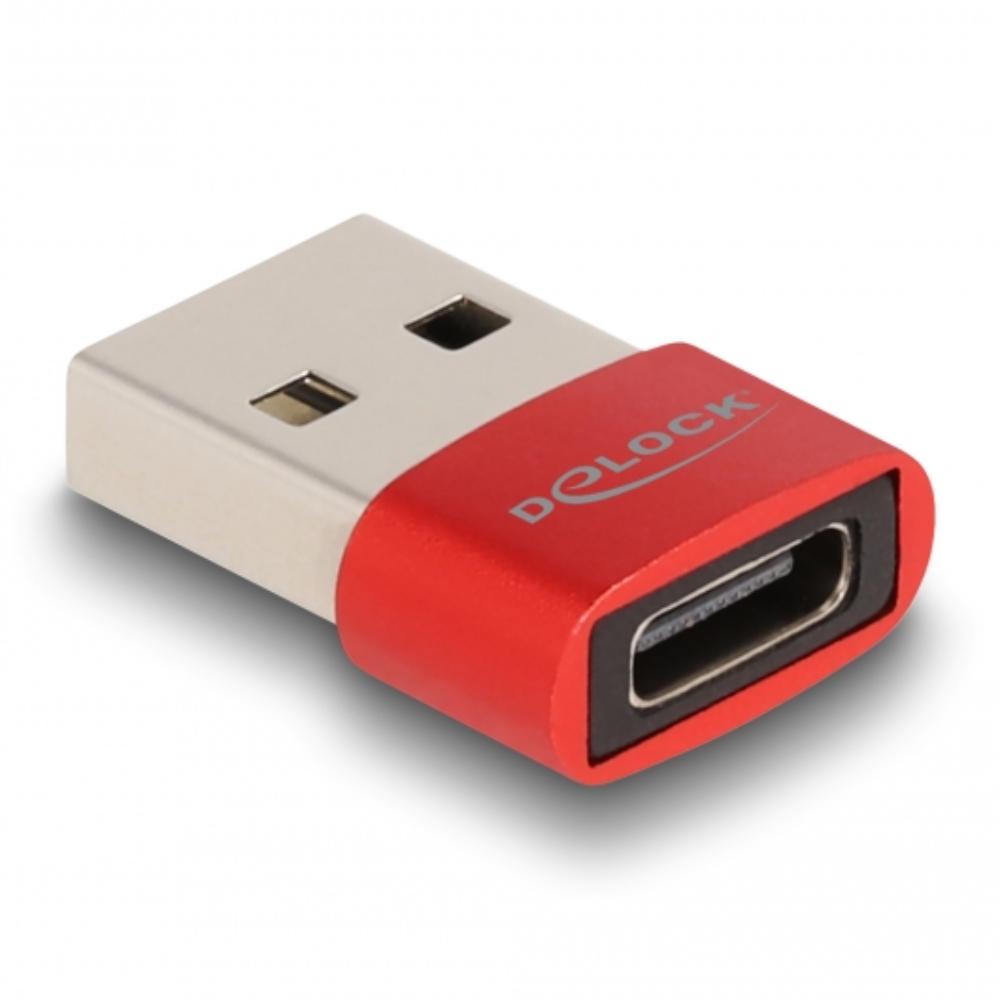 Delock USB 2.0 Adapter USB Typ-A Stecker zu USB Typ-C™ Buchse rot