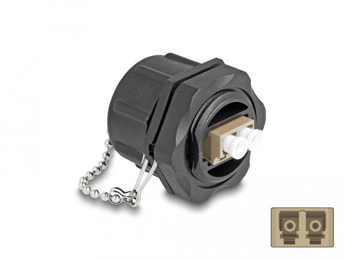 Delock Glasfaser-Einbaudose LC Duplex nach LC Duplex mit Multimode-Abschlussstopfen