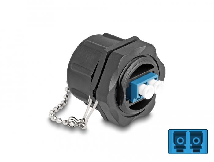 Delock Glasfaser-Einbaudose LC Duplex nach LC Duplex mit einzelner Abdeckung