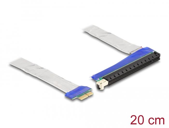 Delock Riser Karte PCI Express x1 Stecker zu x16 Slot mit Kabel 20 cm