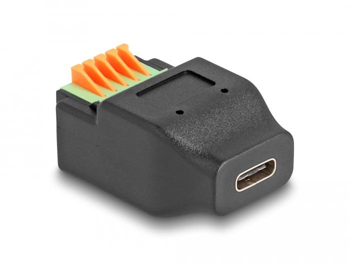Delock USB Type-C™ 2.0-Buchse auf Klemmenblockadapter mit Druckknopf
