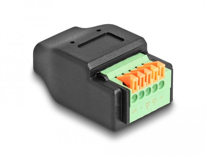 Delock USB Type-C™ 2.0-Buchse auf Klemmenblockadapter mit Druckknopf