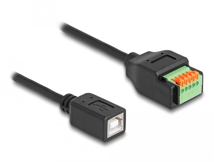 Delock USB 2.0 Kabel Typ B Buchse auf Klemmenblockadapter mit Druckknopf