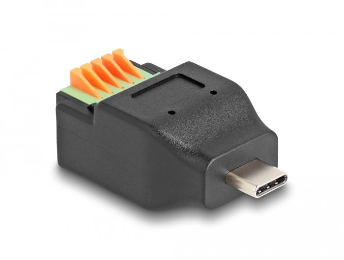 Delock USB Type-C™ 2.0-Stecker auf Anschlussklemmenadapter mit Druckknopf