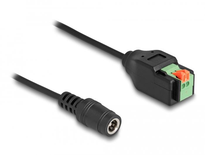 Delock DC 5,5 x 2,1 mm Stecker auf Klemmenblockadapter mit Druckknopf 15