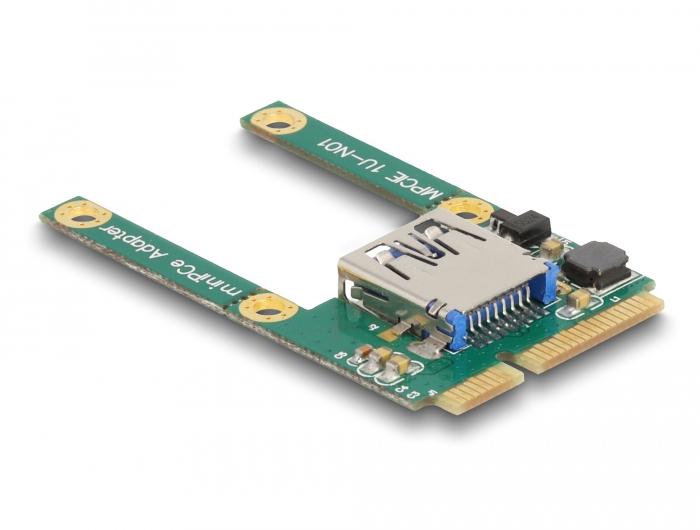 Delock Mini PCIe I/O 1 x USB 2.0 Typ-A Buchse volle Größe / halbe Größe