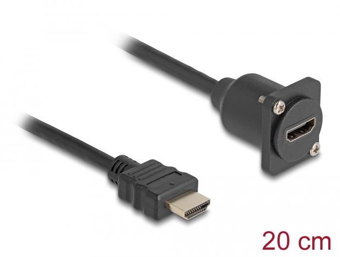 Delock D-Typ HDMI Kabel Stecker zu Buchse schwarz 20 cm