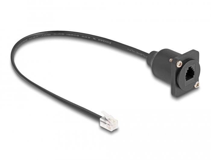 Delock D-Typ RJ10 Kabel Stecker zu Buchse schwarz 30 cm