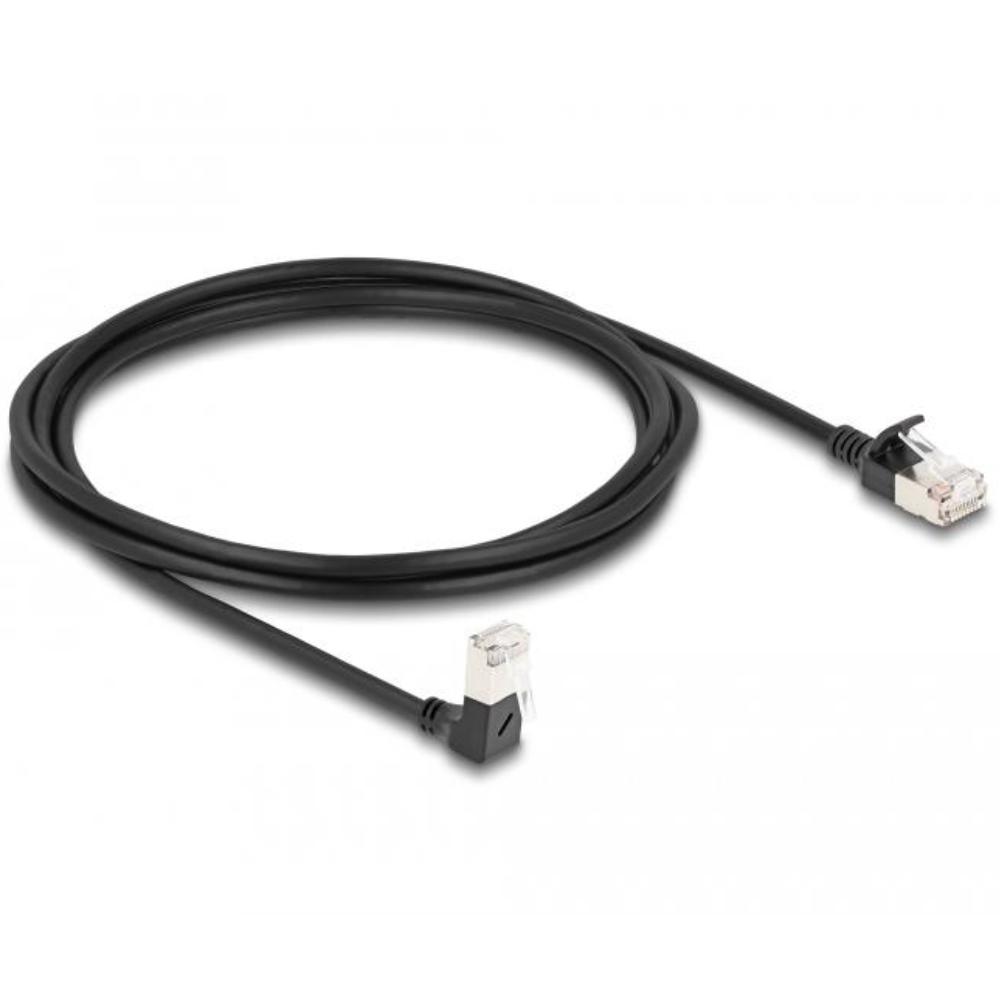 Delock RJ45 Netzwerkkabel Cat.6A S/FTP Slim 90 oben gewinkelt / gerade 2