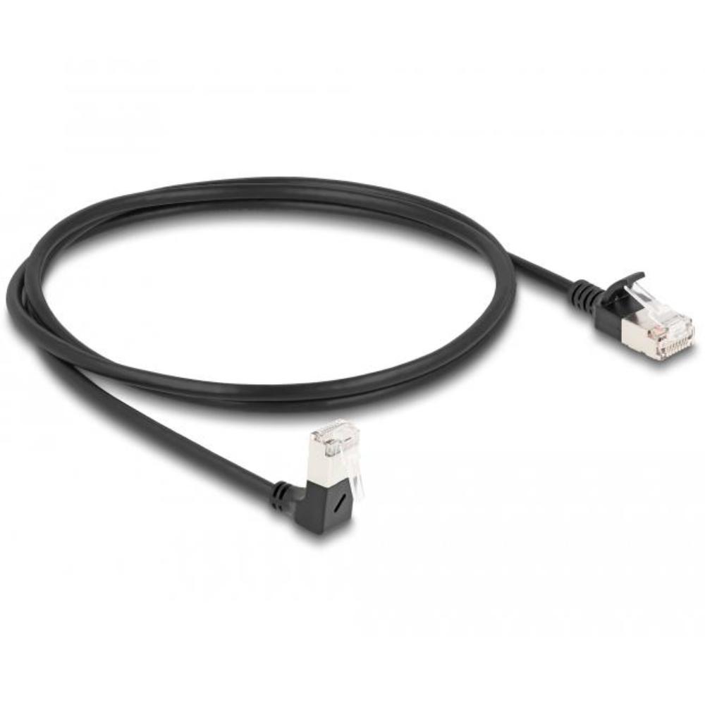 Delock RJ45 Netzwerkkabel Cat.6A S/FTP Slim 90 oben gewinkelt / gerade 1