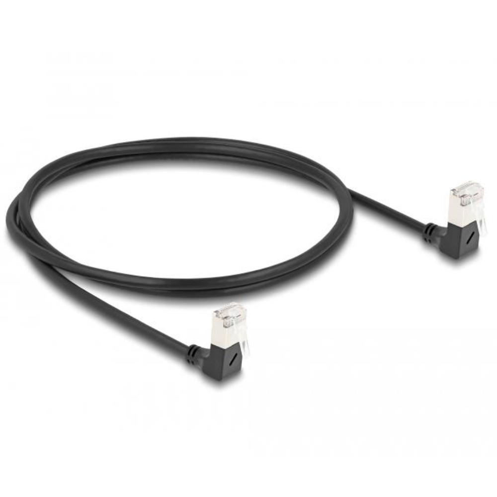 Delock RJ45 Netzwerkkabel Cat.6A S/FTP Slim 90 oben / oben gewinkelt 1 m